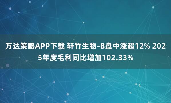 万达策略APP下载 轩竹生物-B盘中涨超12% 2025年度毛利同比增加102.33%